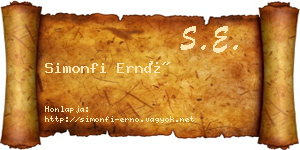 Simonfi Ernő névjegykártya